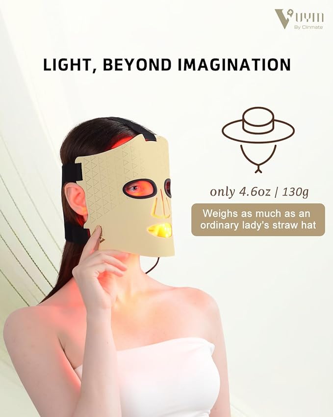 VYM LED Face Mask Light Therapy: Portable Remote High-Energy Anti-Aging Skincare Device, 292 LEDs Professional Infrared Red Light Therapy for Face, Red Light Mask Gift Pack - Gold