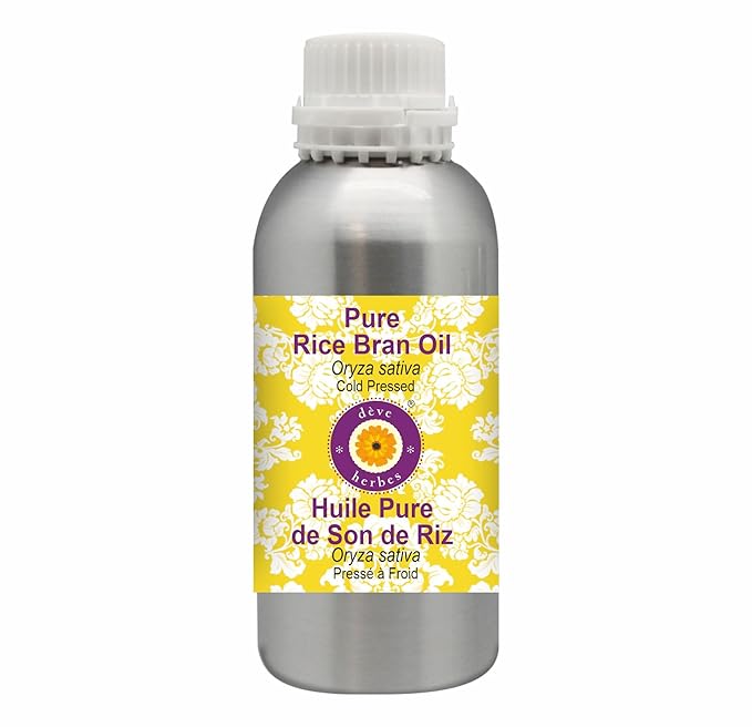 Deve Herbes Pure Rice Bran Oil (Oryza Sativa) Cold Pressed 630ml (21 oz)