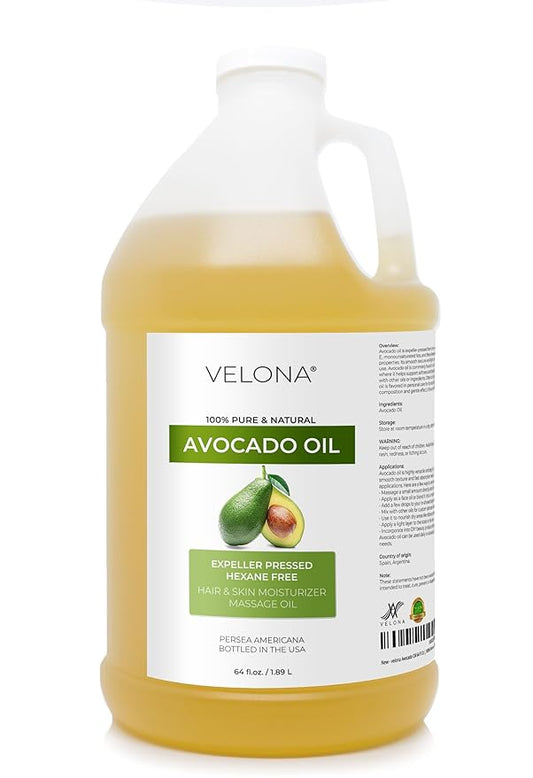 velona Avocado Oil 64 Fl Oz | 100% Pure and Natural Carrier Oil | Expeller-Pressed | Hair, Body and Skin Care | Use Today - Enjoy Results