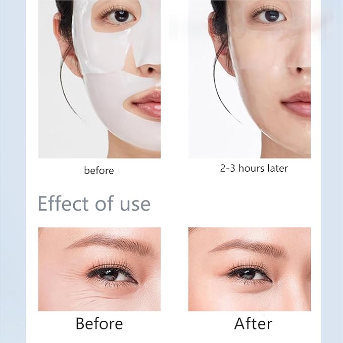 5 Pcs Collagen Sheet Mask, Glass Skin Deep Hydrating Face Masks, Overynight Face Mask for All Skin Types Face Tightening Firming and Moisturizing, Anti Wrinkle Collagen Real Deep Mask for Woman