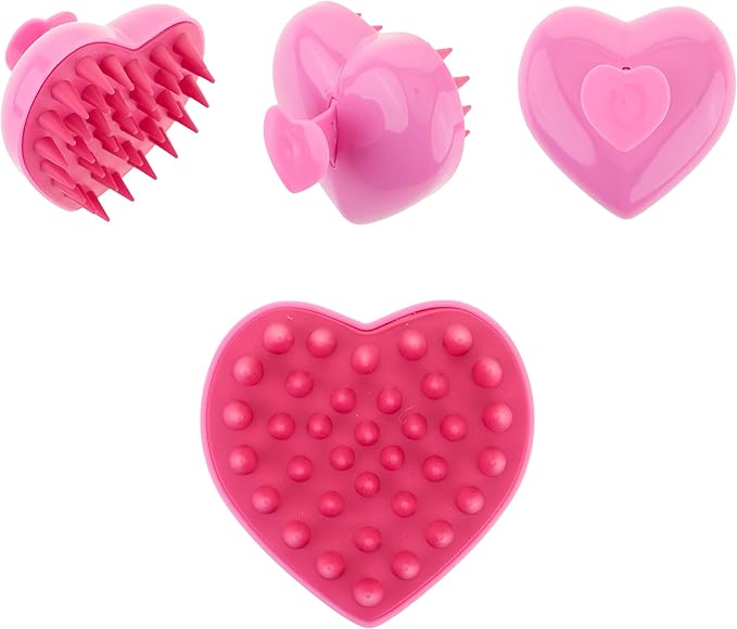 EXPRESSIONS Scalp Massager –1pc Pink Heart Shaped Scalp Massaging Tool to Rejuvenate Scalp & Hair Follicles, Ergonomic Design Silicone Scalp Scrubber for Everyday Scalp Care