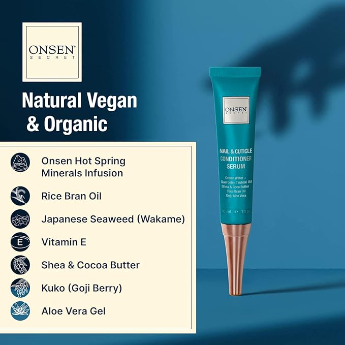 Onsen Secret Nail Reboot Duo - Treatment for Damaged Nails - Natural Nail Care & Cuticle Repair - Visible Results For Perfect Nails, Cuticle Conditioner Cream 30ml & Nail Reboot Oil 30ml