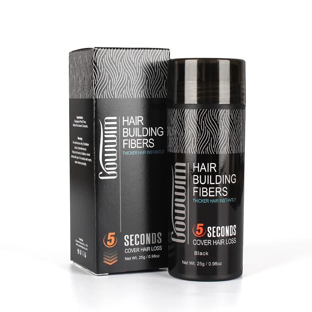 gowwim Hair Fibers for Thinning Hair 25g Hair Building Fibers 100% Undetectable,Instantly Cover Sparse Hair Areas-Bald Spots Cover Up. (Mid Brown)