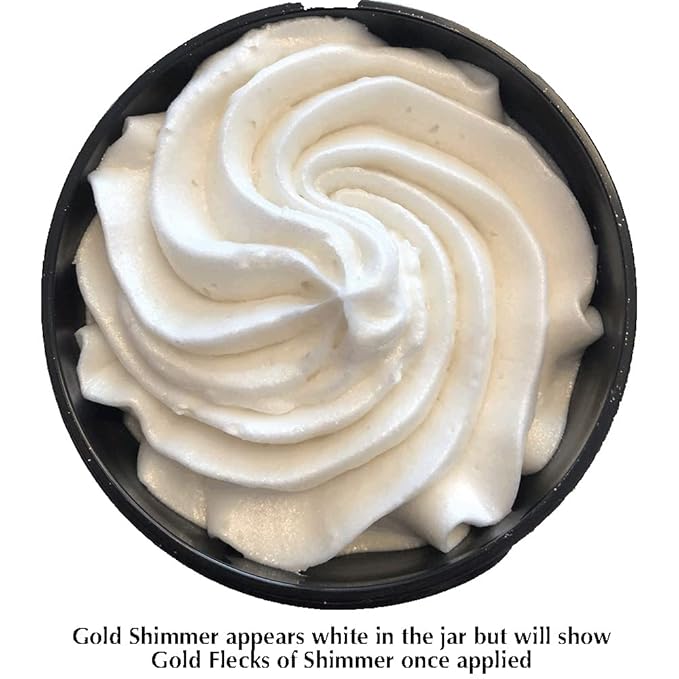 GLIMMER GODDESS Organic Whipped Body Butter - Super Level 3 Gold Shimmer - Moisturizing & Nourishing Skincare with Natural Ingredients - Luxurious Glow & Hydration for All Skin Types - 4.0 oz