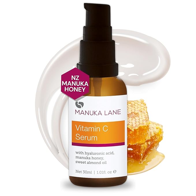 Vitamin C Serum for Face and Neck with Hyaluronic Acid, Manuka Honey & Sweet Almond Oil | Plant Based Formula | Carefully formulated to keep your skin young and healthy!