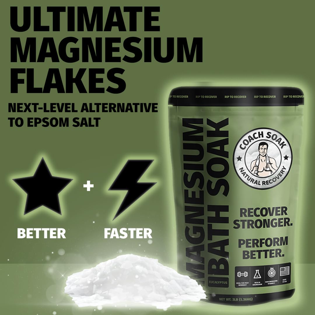 Coach Soak Epsom Salt Alternative Bath Soak & Cream with Magnesium Flakes - 1.61 lb (Pack of 2) - Cooling Peppermint - Foot Soak & Bath Salts for Relaxing Muscle Support & Skin Softening