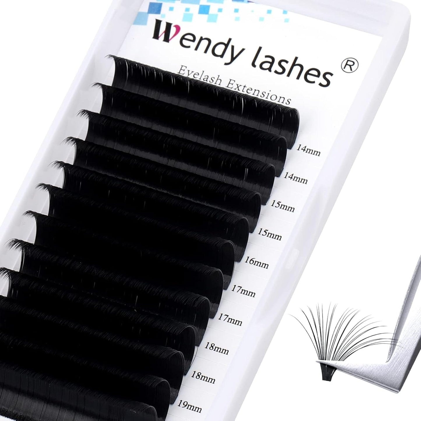 Easy Fan Volume for Lash Artists: Wendy, Handmade Fans for Eyelash Extensions, Self Fanning, Blooming, C-KH, Black, D-0.03-14-20