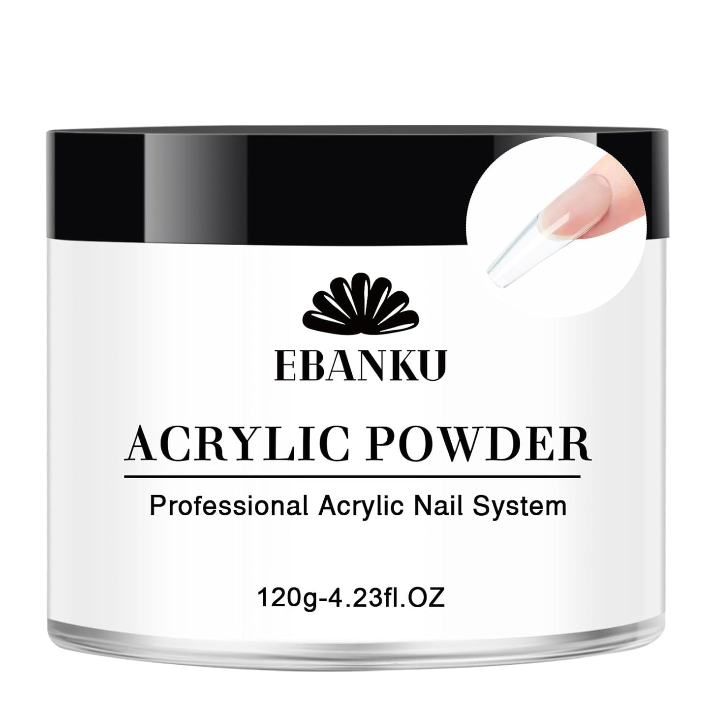 EBANKU Clear Acrylic Nail Powder, Long Lasting 3D Fingernail Carving & Nail Extensions, Professional Acrylic Powder for Manicure, No Nail Lamp Needed, 120g/4.23oz Large Capacity