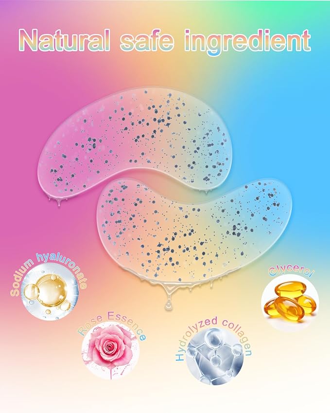 Collagen Eye Mask Patches, Used to Fade Eye Patches for Puffy Eyes and Dark Circles,Under Eye Patches,Tighten and Moisturize,Hyaluronic Eye Patches Transparent Glitter Eye Masks (10 pairs)