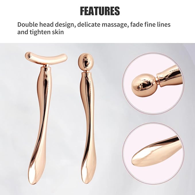 2PCS Metal Eye Cream Applicator Wand Stick, Massager Skin Care Tools, Face Roller Massager Tool,Eye Massage Wand Stick Girls Women Facial Massager for Reducing Puffiness Wrinkle