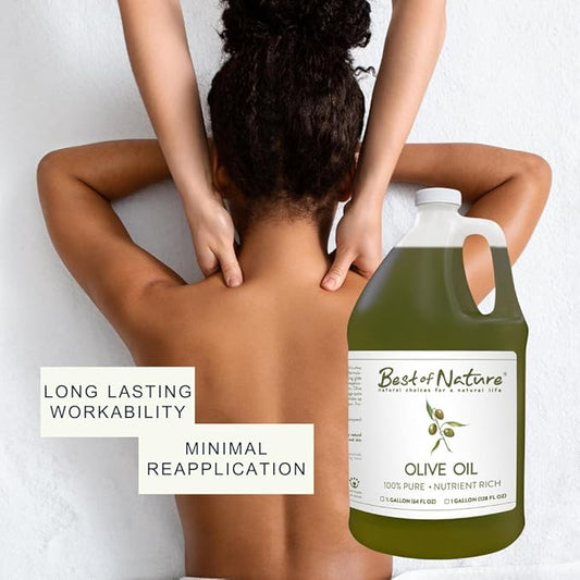 Best of Nature 100% Pure Olive Massage & Body Oil – Cold Pressed, Natural & Unscented Moisturizer for Skin, Hair & Bath, 8 fl oz