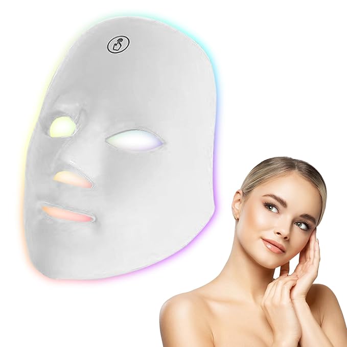 Red Light Mask for Face,7-1 Colors LED Facial Skin Care Mask, Portable Red Light Skin Care Device