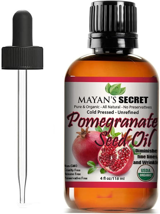 Mayan's Secret Pure Carrier and Essential oils for Skin Care, Hair, Body Moisturizer for Face-Anti Aging Skin Care (Pomegranate Seed Oil (Not Organic), 4oz)