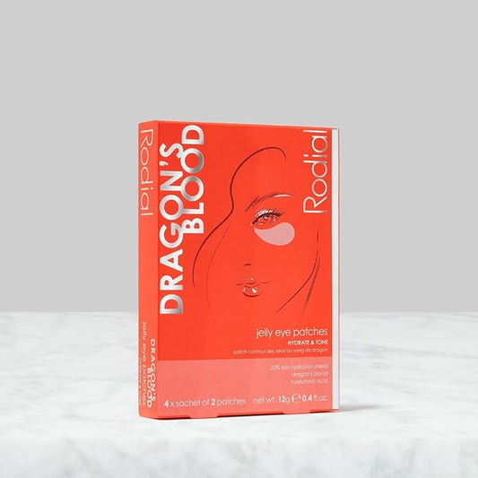 Rodial Dragon's Blood Jelly Eye Patches (4 Sachets), Elisticity and Firmness, Hyaluronic acid and Dragon's Blood for Plumping and Deep Hydration, Makeup Prep