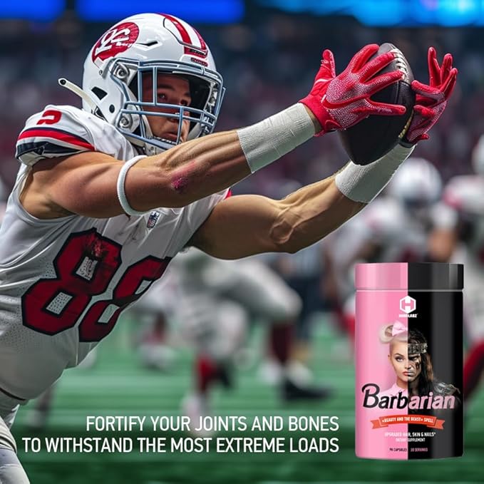 Barbarian – Extra Strength Unisex Collagen Peptides for Healthy Hair, Skin, Nails; Joints and Bones Support; Upgraded with Hyaluronic Acid, Biotin, Chondroitin and Vitamin C, 90 Capsules