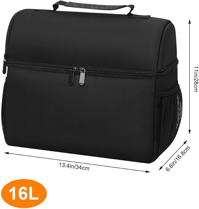 16L Camping Storage Bag, Water Resistant Padded Camping Organizer, with Multiple Pockets and Handle, for Outdoor BBQ Cooking Essentials, Black