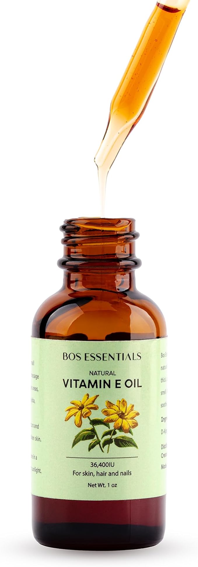 Natural Vitamin E Oil (>90% D-Alpha Tocopherol) | Pure & Undiluted Oil | Diminishes The Appearance of Scars, Wrinkles, & Other Skin Abnormalities | Non-GMO