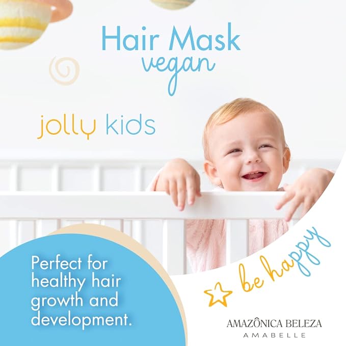 Hair Mask Jolly Kids |Vegan | Moisturizes and Nourishes | For All Hair Types, Curly, Straight | Promotes Healthy Growth | Mascarilla para Niños |10 Oz
