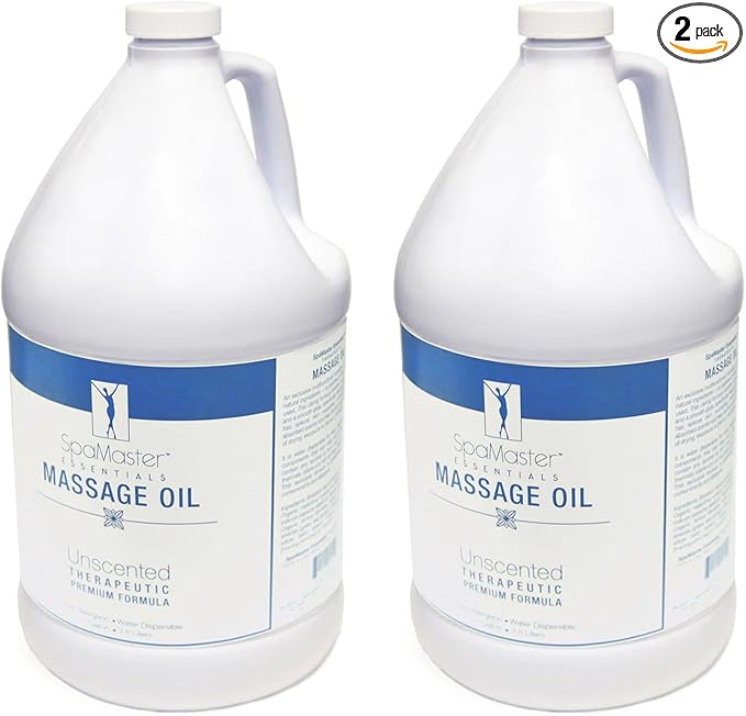 Master Massage - Organic, Unscented, Vitamin-Rich and Water-Soluble Massage Oil - 2 Gallon Bottle Per Pack