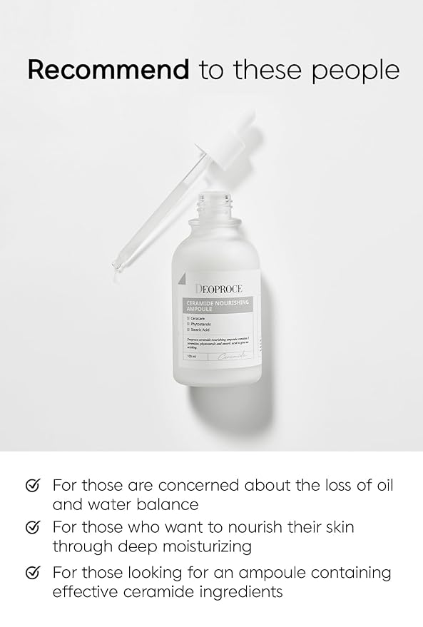 Deoproce Ceramide Nourishing Ampoule 100 ml, Korean Skincare, Moisturizing, Hydrating, 5 Types of Ceramide Ingredients, Phytosterol, Cholesterol