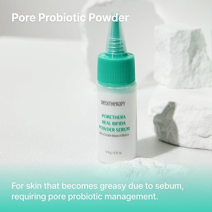 Porethera Real Bifida Powder Serum - Korean Face Serum for Pore Tightening - Pore Minimizer for Face with Probiotic Powder for Skin Balance - Improve Clarity, and Maintain Healthy Skin, 0.51 fl.oz