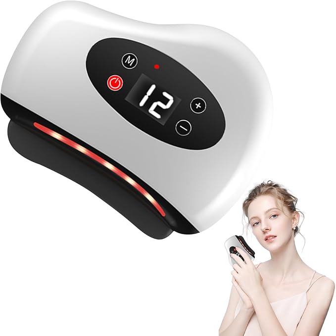 Scraping Facial Tools, 12 Level Vibration Heating, Facial Massager, Lymphatic Drainage Massager, Cellulite Massager, face Sculpting Tool, Reducing Wrinkles and Swelling