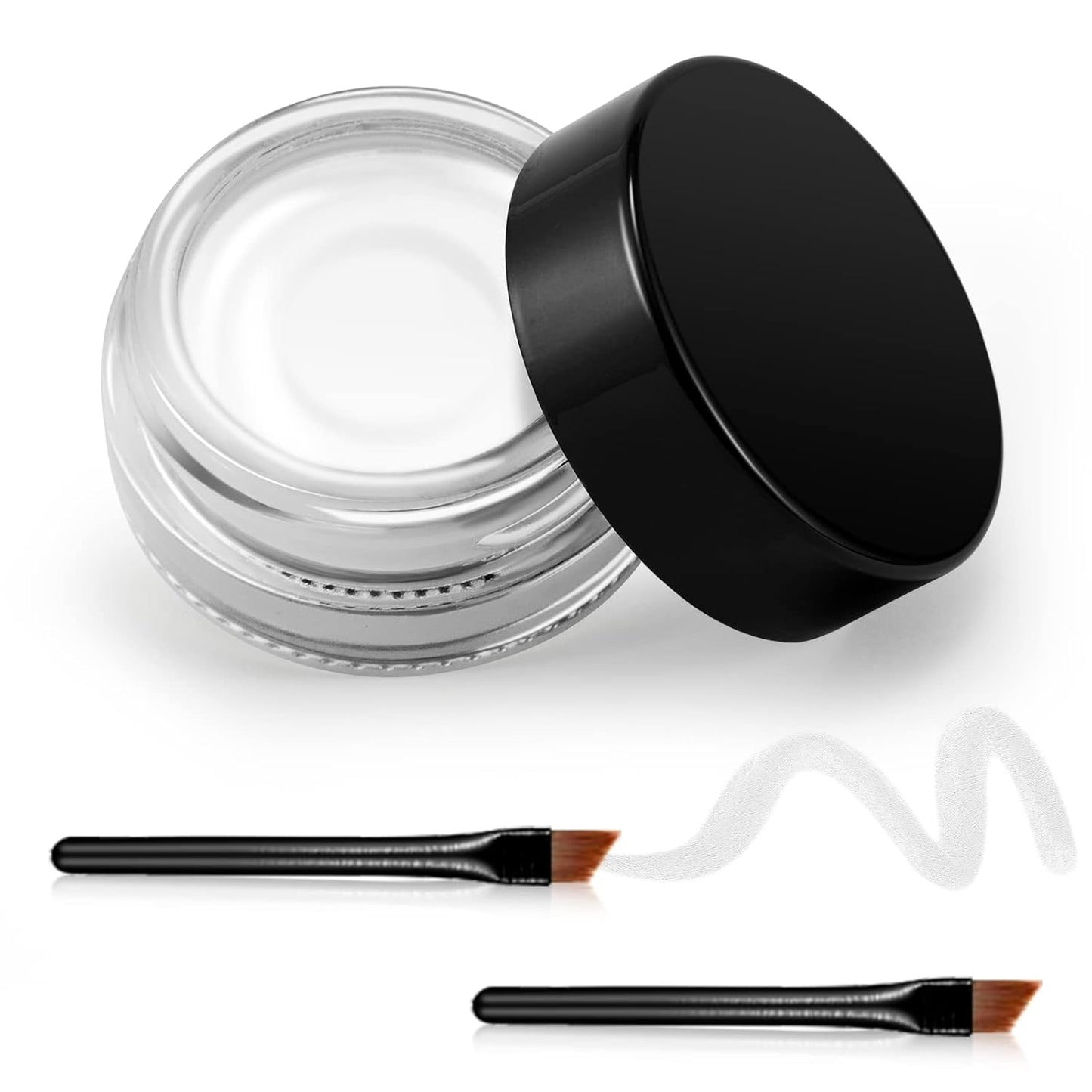 Erinde White Gel Eyeliner, Waterproof Cream Eyeliner Gel Pot, High-Intensity Pigments Long Lasting Smudge-Proof Eye Liner Eyebrow Makeup, Waterline Matte Eye Liner with 2PCS Brushes, 04 White