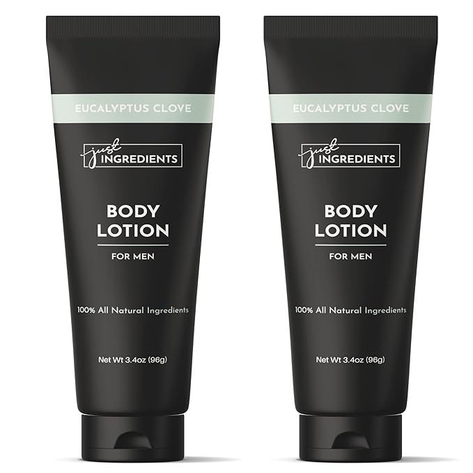 JUST INGREDIENTS Eucalyptus Clove Body Lotion | 3.4oz | 2 Pack | Hydrating Skin Care with Coconut, Essential Oils, and Jojoba | Nourishing Shea Butter Lotion for Daily Skincare