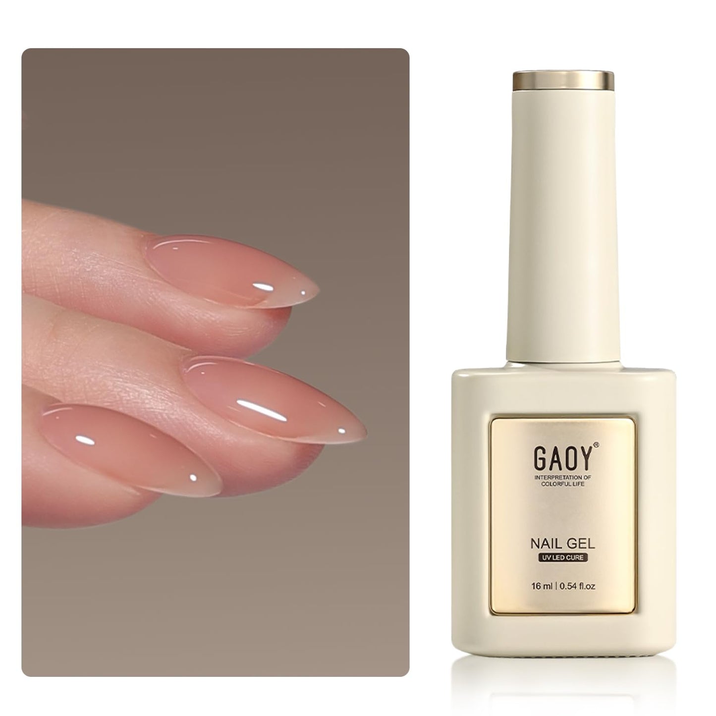 GAOY 16ml Rubber Base Gel, Jelly Builder Base Nail Gel Nude Sheer Pink, 3-in-1 Soak Off Nail Strengthener, 03 Misty Nude