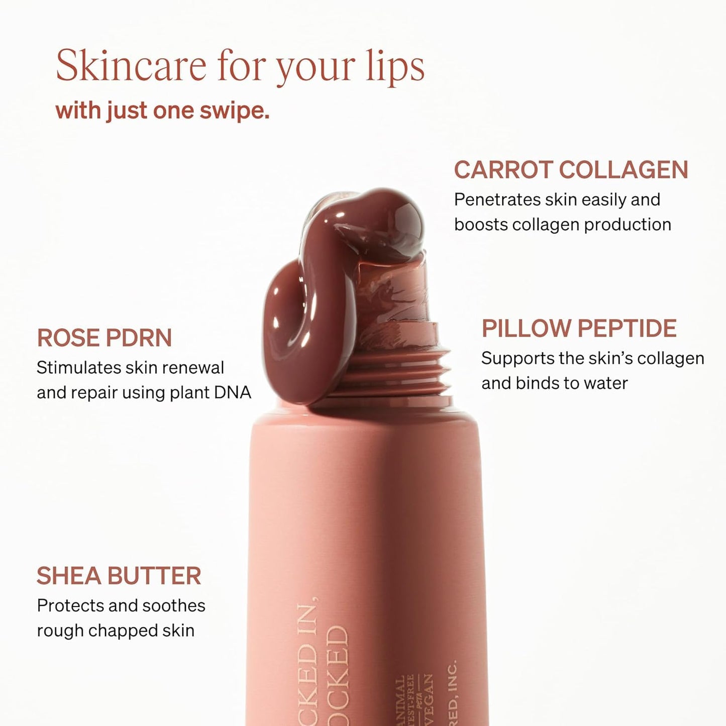 LipLock Jelly Serum for Dry Lips, Long-Lasting, Hydrating, Plumping, Glossy Mask with Rose PDRN, Carrot Collagen, Pillow Peptide, Moisturizing Tinted Lip Balm. (Pink Flan)