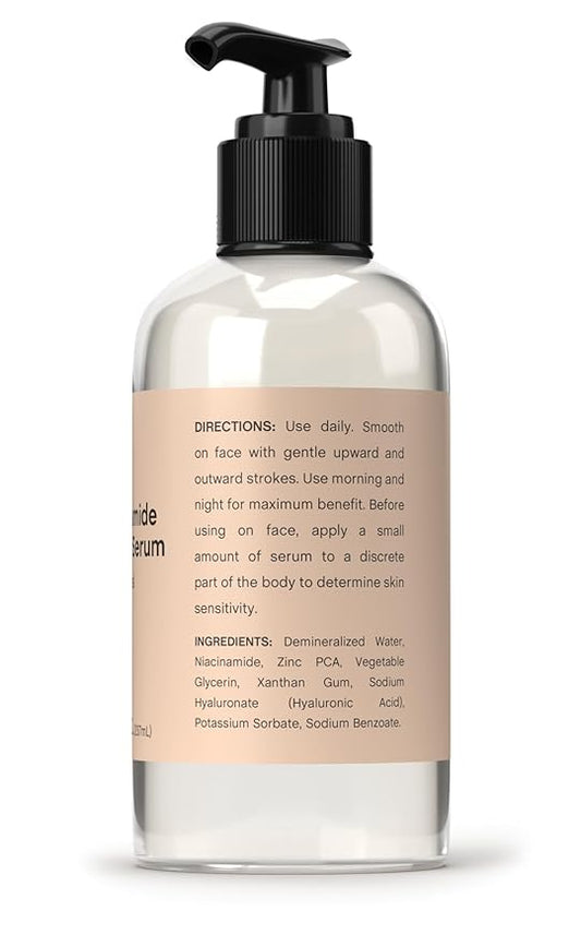 Coera Niacinamide Serum with Zinc | 8 fl oz | Moisturizer for Face and Skin | with Hyaluronic Acid | Professional Strength Formula | Free of Parabens, SLS & Fragrances