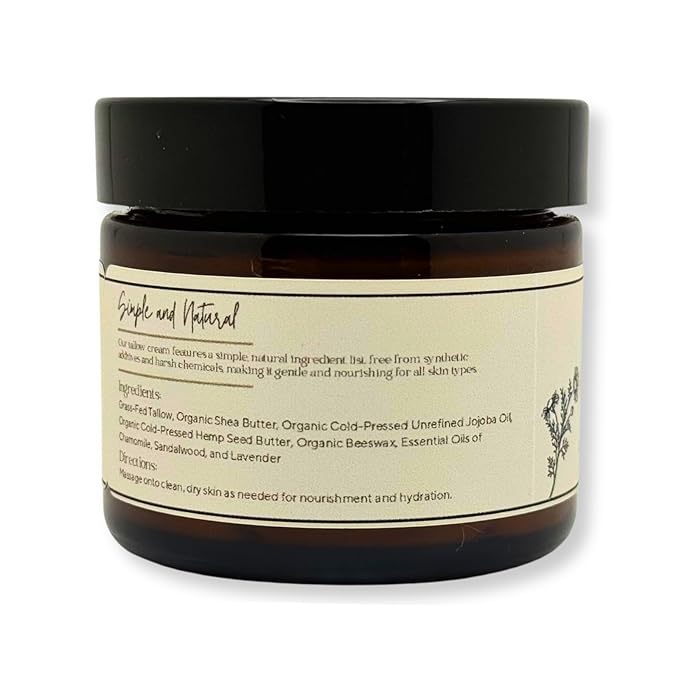 All-Natural Tallow & Hemp Body Butter | Chamomile & Sandalwood Scent | Deeply Hydrating Skincare | 2 oz