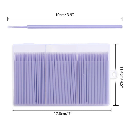 400 Pcs Micro Applicator Brushes,JASSINS Microswabs for eyelash extensions,Disposable 2mm Precision Mascara swab,For Cleaning and Applying Makeup (Light purple)