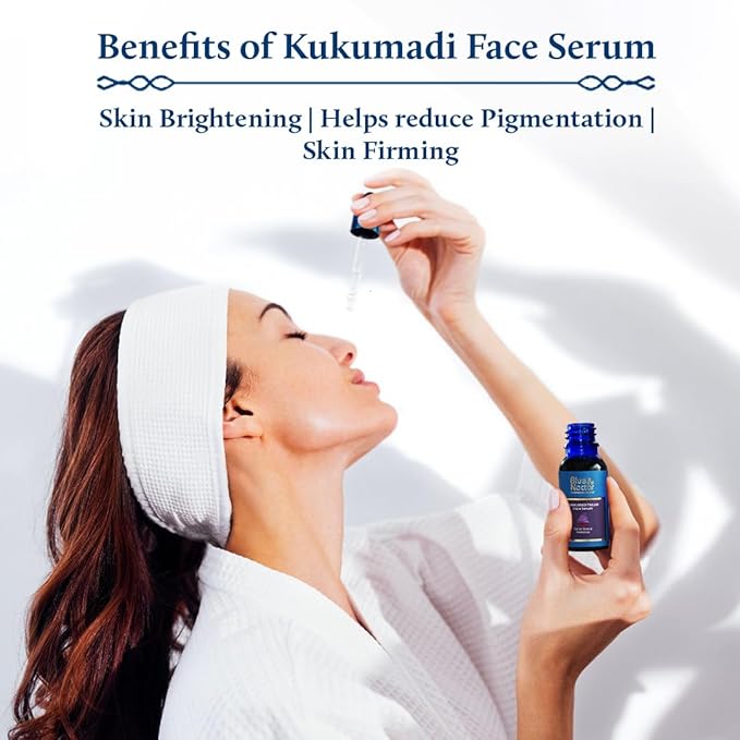 Blue Nectar Dark Circles Under Eye Serum with Plant Based Niacinamide from Potato (1Fl Oz) along with Kumkumadi Face Oil, crafted with natural herbs for radiant skin (0.33 Fl Oz)