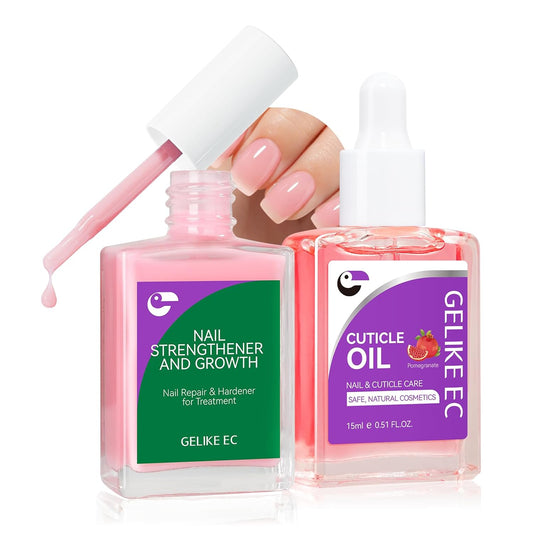 Natural Nail Growth & Oil Kit: Rose & Pomegranate Nail Care Set - Deep Repair for Damaged Nails - Rich Winter Scent - Cruelty-Free Vegan Formula