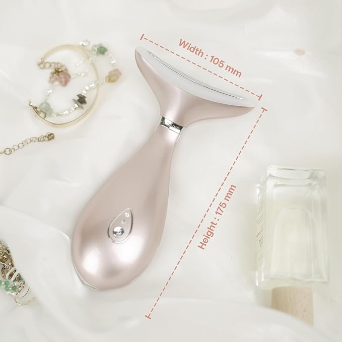 Lily Neck Face Massager, Skin Rejuvenation Beauty Massager, 3-in-1 at-Home Facial Spa Tool, Lifting, Toning and Tightening for a Radiant Appearance (Rose Gold)