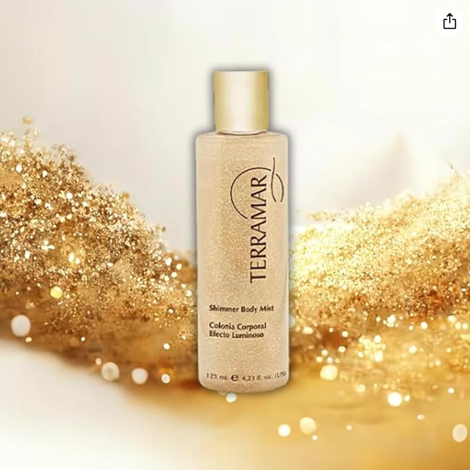 Terramar Shimmer Body Mist - Gold Glitter Body Spray for Luminous Skin - Adds Subtle Sparkle & Refreshing Scent
