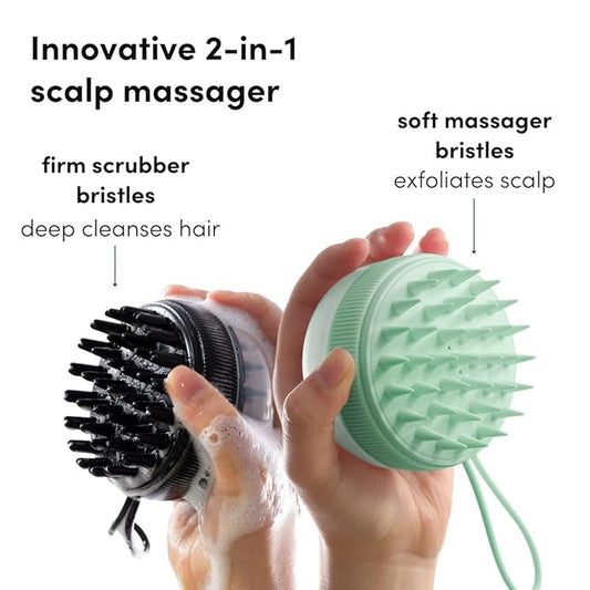 Fancii Hair Scalp Massager, Shampoo Brush for Wet & Dry Hair, Scalp Scrubber Exfoliator for Dandruff Removal & Hair Growth. Shower Head Brush for All Hair Types, Soft Silicone (Mint)