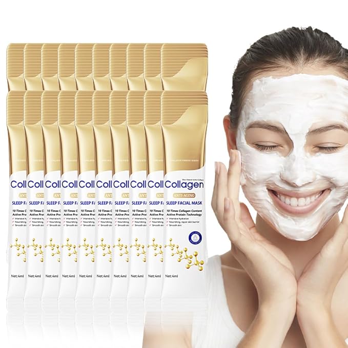 10X Collagen Anti-Aging Sleep Mask – Active Protein Technology – Intensive Hydration, Reduces Sagging & Dullness, Skin Care, Smooth & Whitilight, Cruelty-free (20PCS-Sleep Facial Mask)