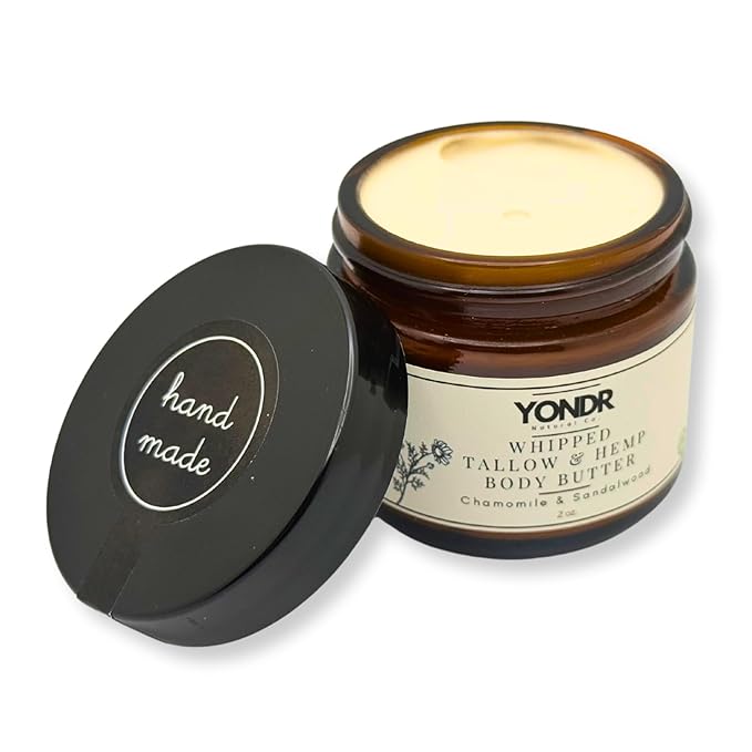 All-Natural Tallow & Hemp Body Butter | Chamomile & Sandalwood Scent | Deeply Hydrating Skincare | 2 oz