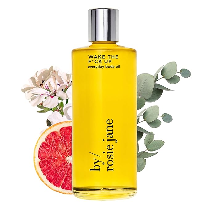 By Rosie Jane Wake Up Everyday Body Oil - Invigorating Lemon Verbena, Grapefruit & Geranium Scented Body Oil with Coconut Oil, Olive Oil & Rosehip Seed Oil to Hydrate and Nourish Dry Skin (5 fl oz)