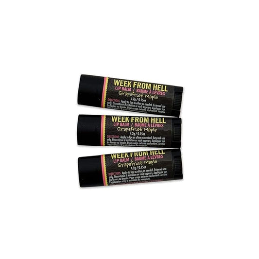 Walton Wood Farm Lip Balm Trio (Week from Hell) Grapefruit Maple Flavor 100% All-Natural, Vegetarian Friendly, and Paraben-Free