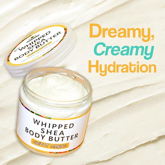 AKWAABA New Whipped Shea Body Butter (Fragrance-Free) - Moisturizes, Glows & Softens Skin | Natural Raw Shea Butter | For Dry Skin | 12 oz / 340 g