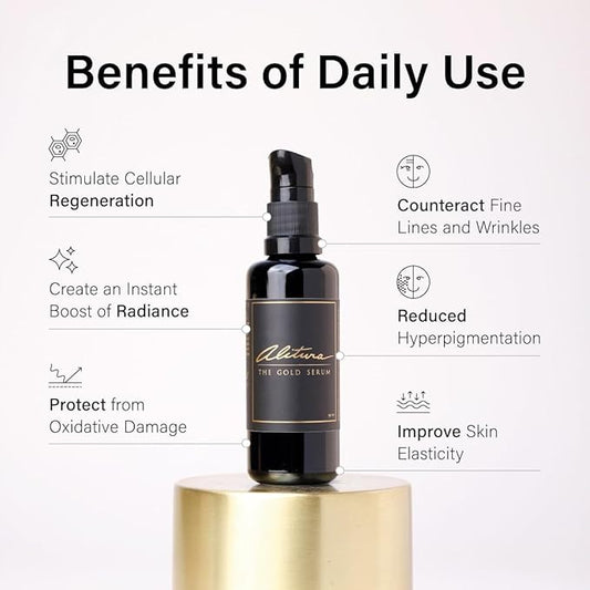 Alitura Gold Serum for Face – Face Serum for Women & Men to Reduce Fine Lines and Wrinkles – Anti Aging Serum for Radiant-Looking Skin – Vitamin A & Marine Collagen Facial Serum (50 ml)