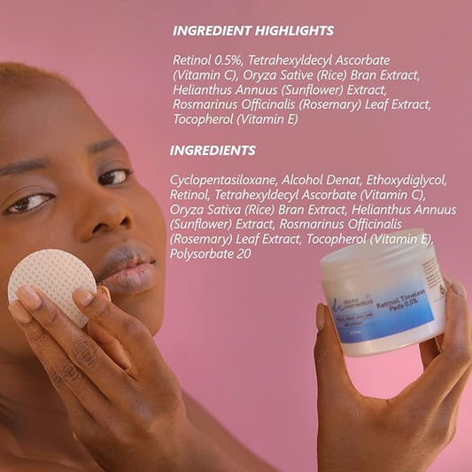 Retinol 0.5% Timeless Pads for Face - Pack of 60 Face Pads – Vitamin C, E Face Pads – Advanced Brightening & Anti-Aging Pads - Reductions in Fine Lines, Wrinkles, & Uneven Skin Tone