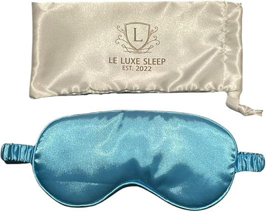 Le Luxe Silk Sleep Mask (Luxury Silk Sleep Mask, Made with 100% Real Natural Pure Silk Eye - Eye Cover - Eye Mask - Anti Aging - Skin Care - Ultra Soft - Light & Comfy (Blue)