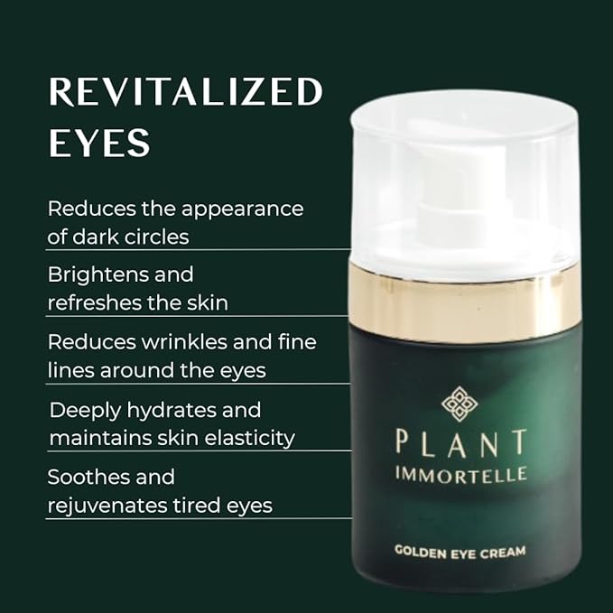 Golden Under Eye Cream - Hydrating Face Cream with Bakuchiol, Helichrysum Intensive Under Eye Renewal, Moisturizer Eye Cream Anti Aging Effect