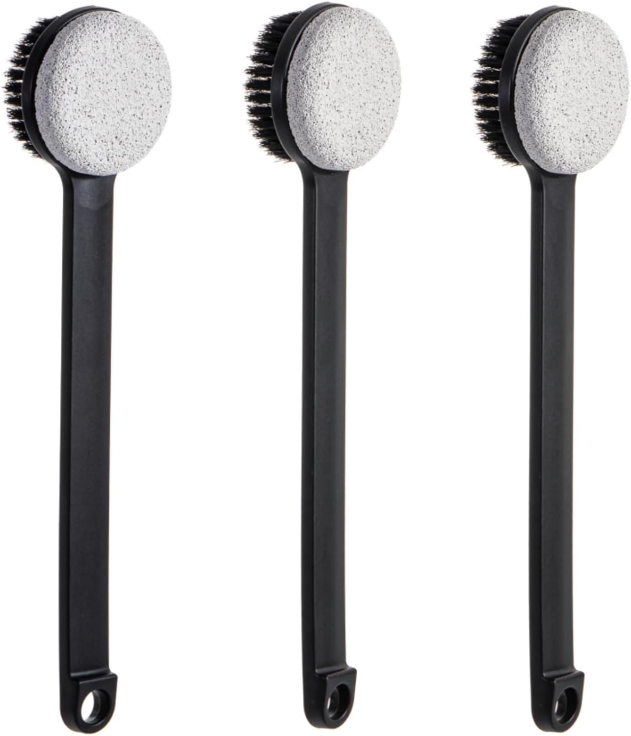 Pumice Stone for Feet with Long Handle (Double-Faced Straight Black Handle, Count, 3.0)