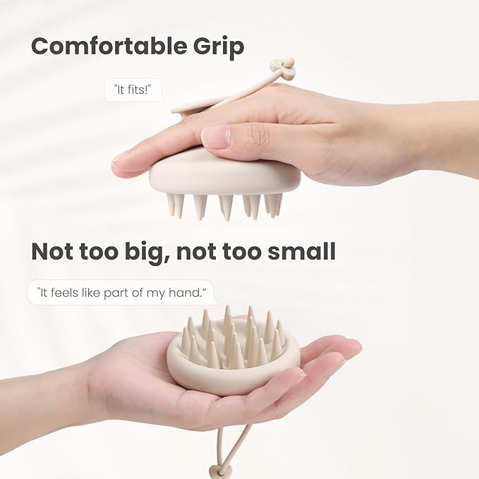 AIMIKE Scalp Massager Shampoo Brush, 100% Soft Silicone Scalp Scrubber, Scalp Exfoliator Brush for Dandruff Removal, Scalp Massager for Hair Growth, Wet Dry Hair Massager Shampoo Brush, Oatmeal