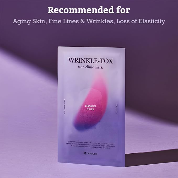 LEADERS Wrinkle-Tox Skin Clinic Mask | Targets Fine Lines & Wrinkles | Enhances Skin Elasticity & Firmness | Intensive Nourishment for Aging Skin | Suitable for All Skin Types - 10 Sheets